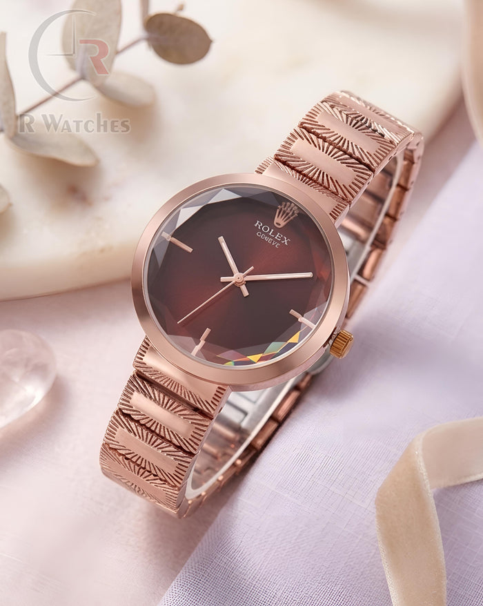 (OS) Rolex Girls Rose Gold Brown