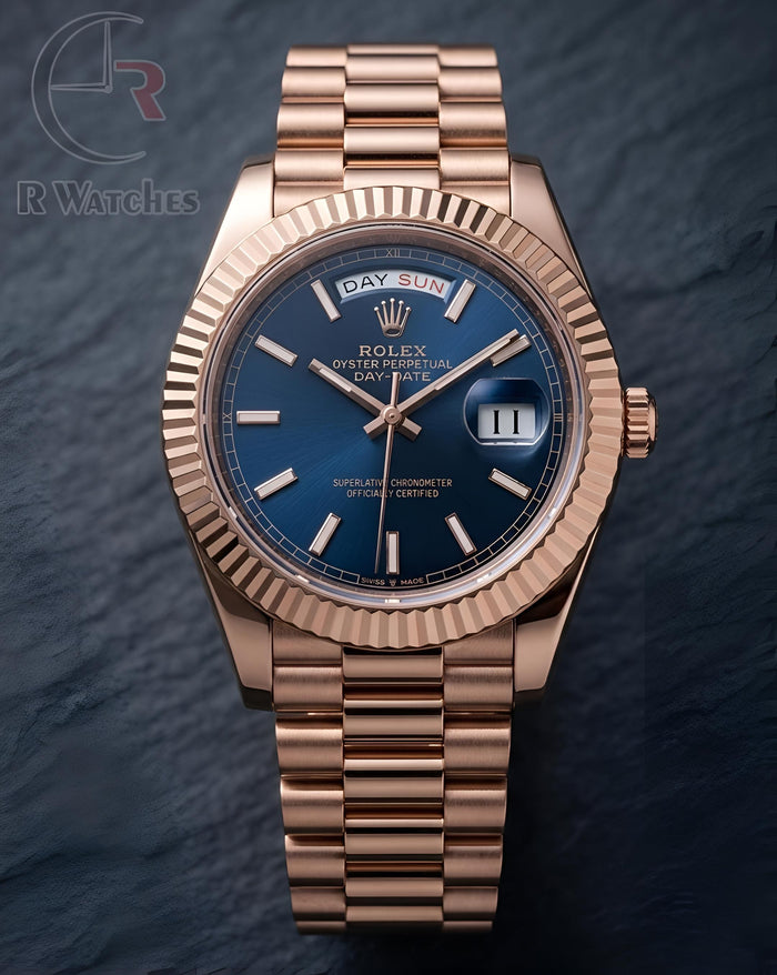 (OS2)⭐ Rolex Rose Gold Nevy Blue Dial