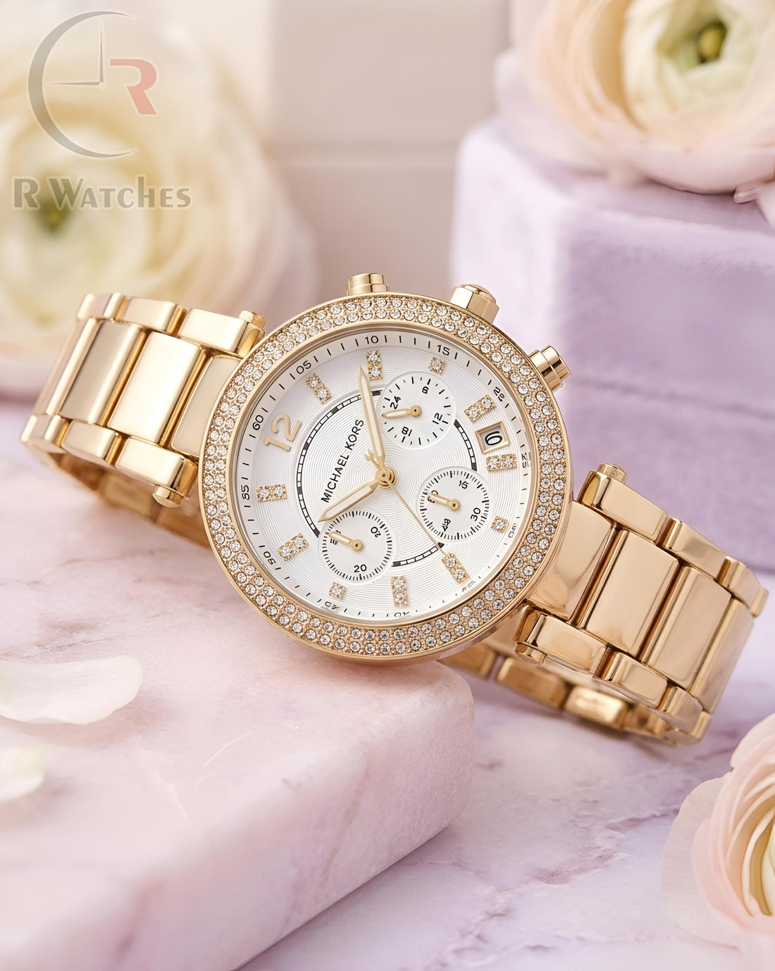(OS2) MK Girls Gold White Dial