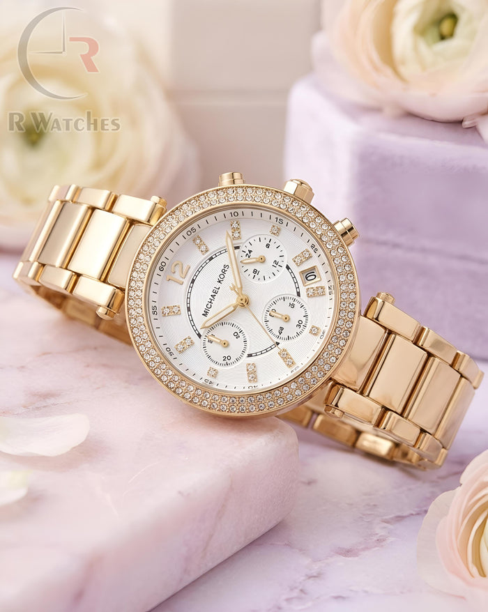 (OS2) MK Girls Gold White Dial