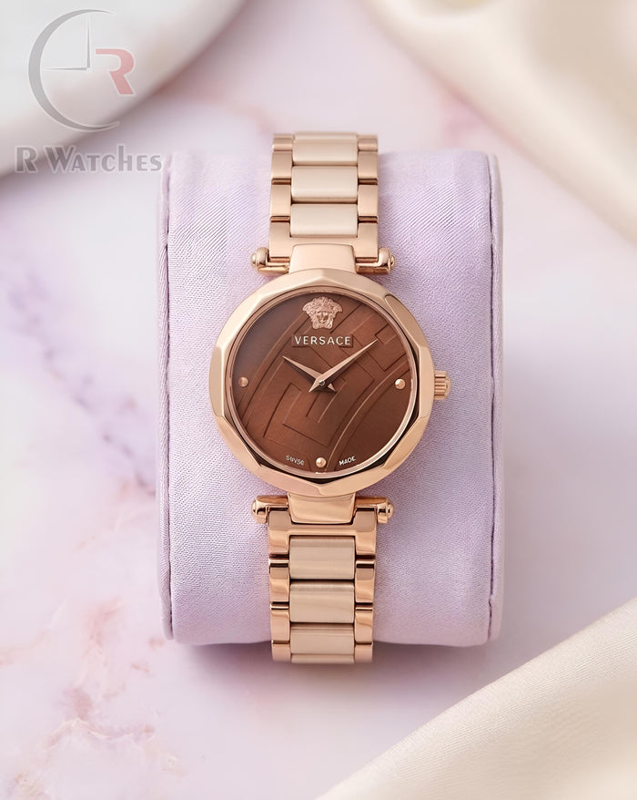 (OS4) Versace girls rose gold brown dial