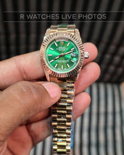 (OS)📷⭐ Rolex Girls Rose Gold Green Dial (RXG22)