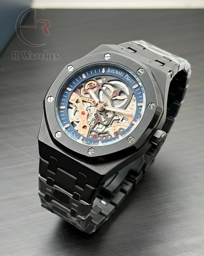 (OS)⭐ AP Machinery Full Black Blue Dial