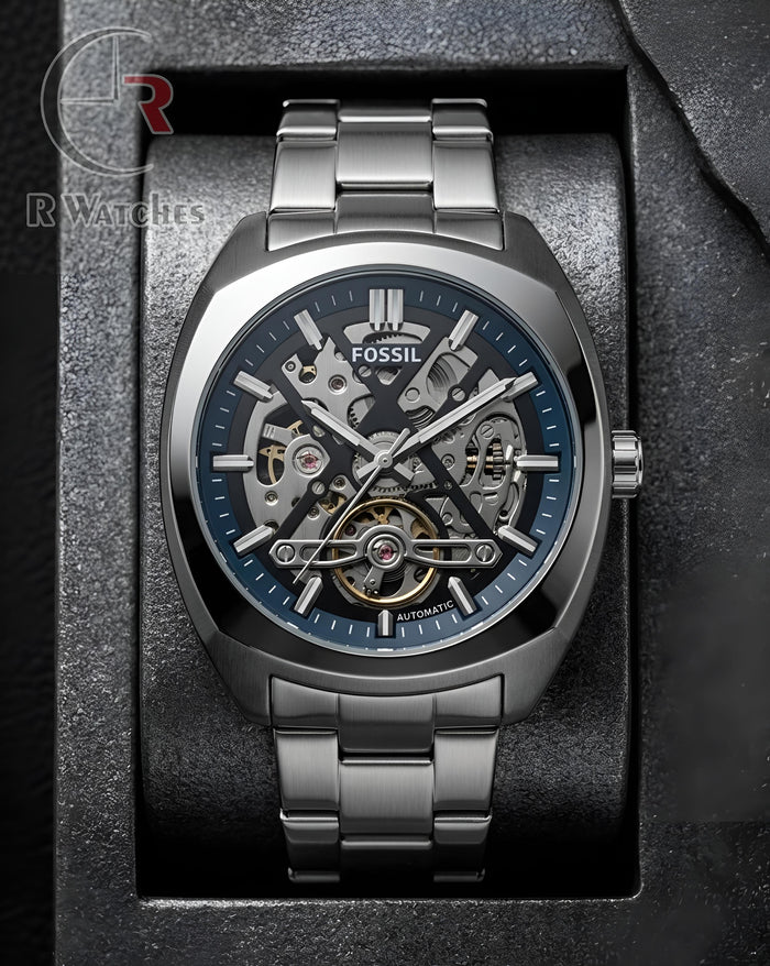 (SS) Fossil Automatic Blue Silver