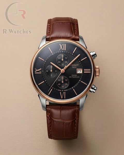 (OS) Tissot premium leather brown black