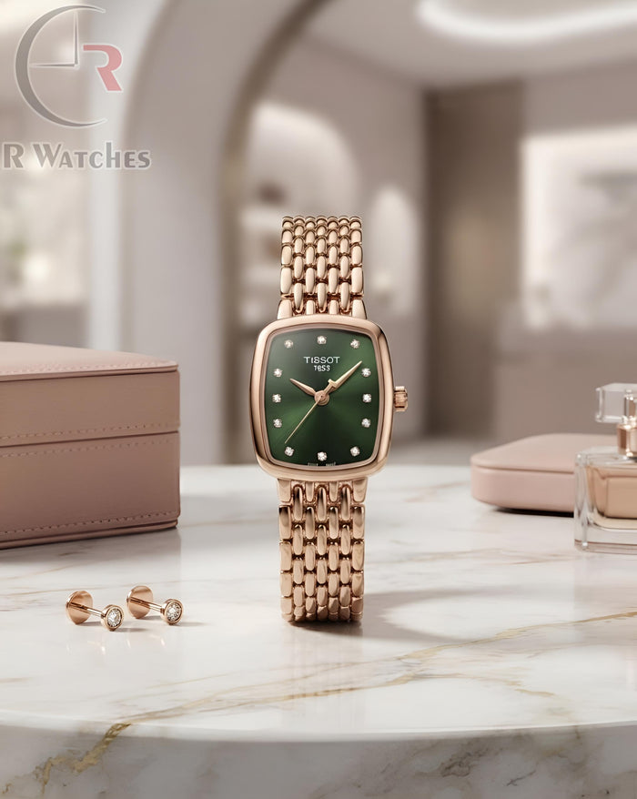 (OS) Tissot Girls Rose Gold Green