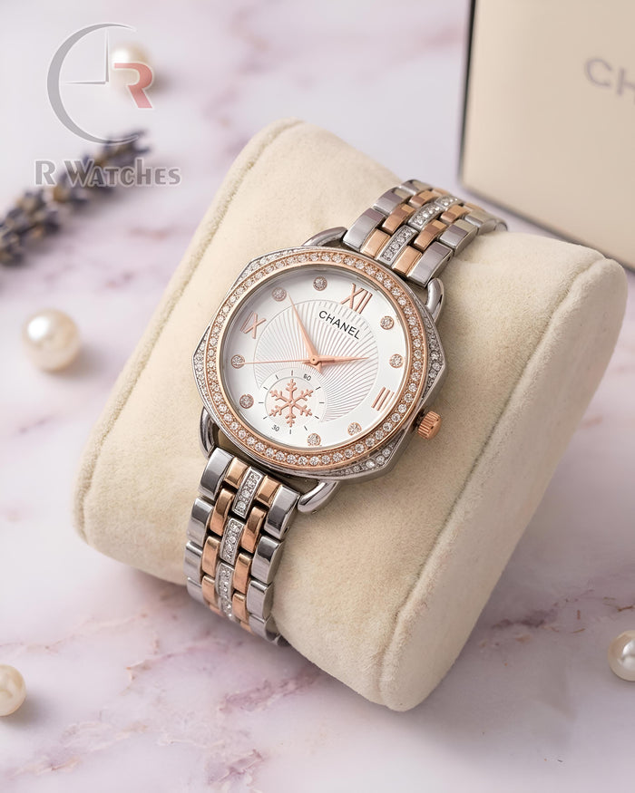 (OS) Chanel Girls Diamond Rose Gold White