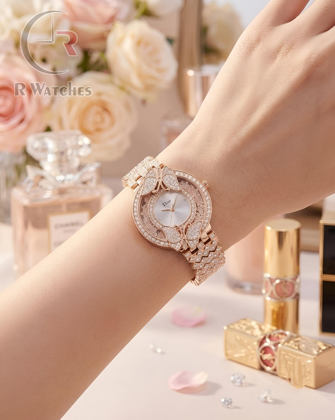 (OS) Dior Girls Diamond White Rose Gold