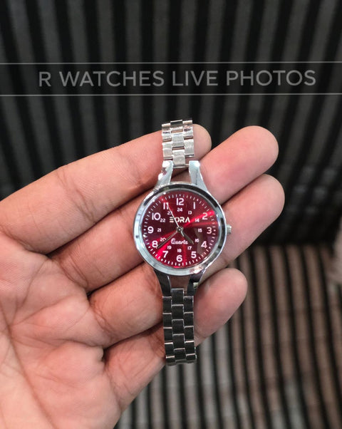 (OS)⭐ Eora Girls Silver Red Dial