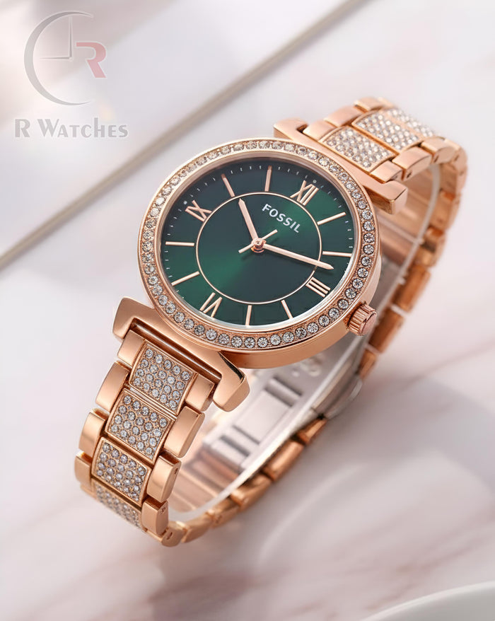 (OS) Fossil Girls Rose Gold Green Dial