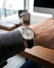 (OS) Patek Philippe Leather Silver White Black