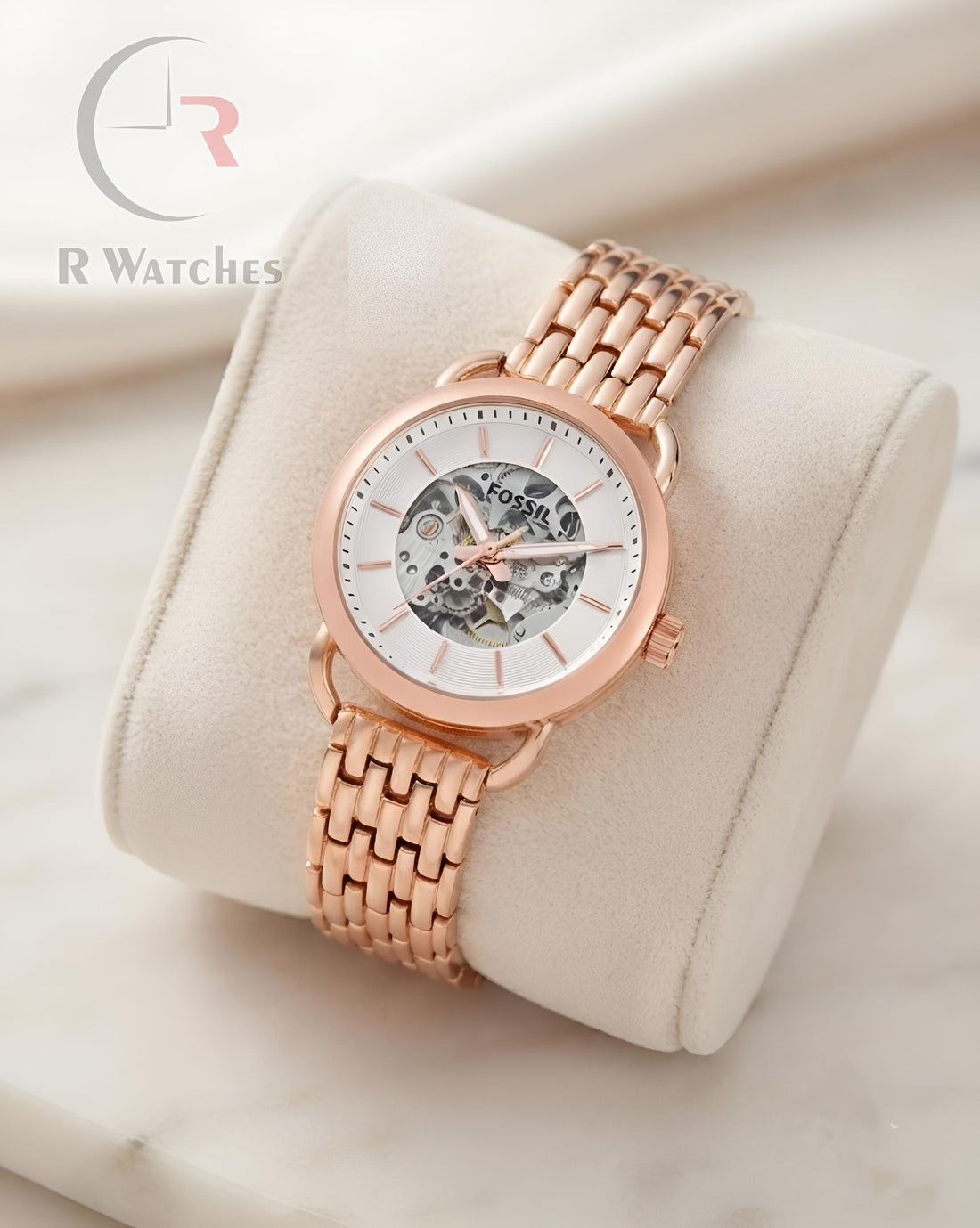 (OS) Fossil Girls Automatic Rose Gold White