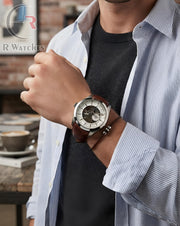 (OS) Tissot Automatic Leather Silver Brown