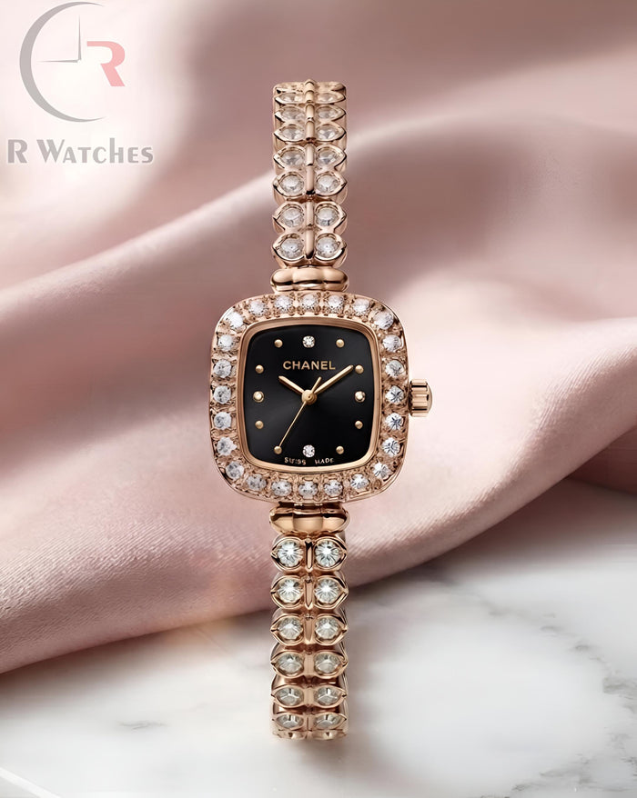 (OS) Chanel Girls Diamond Rose Gold Black