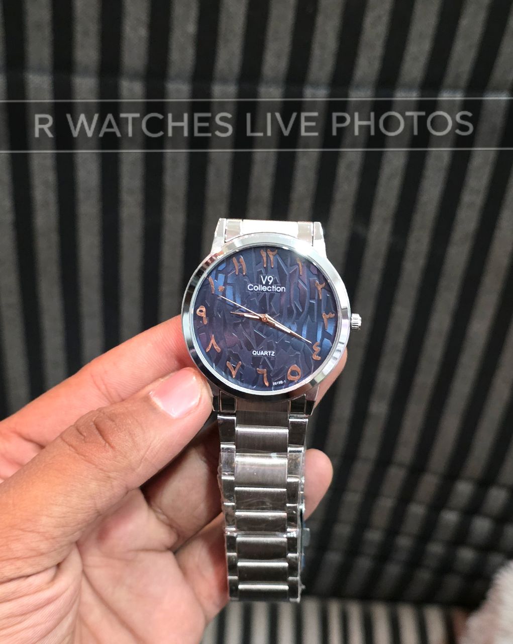 (OS)⭐ V9 Collection Silver Blue Arabic Dial