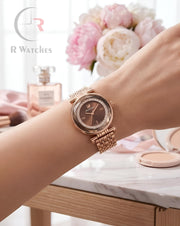 (SS) Swarovski Girls Diamond Rose Gold Brown