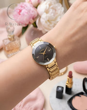 (OS) Rado Girls Diamond Cutt Gold Black