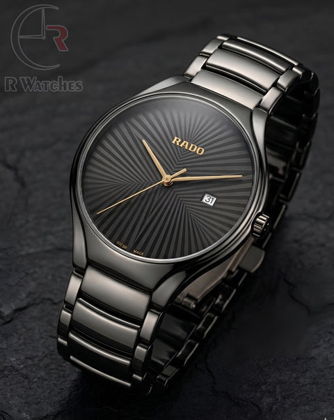 (OS)⭐ Rado Black Metal Gold Dial