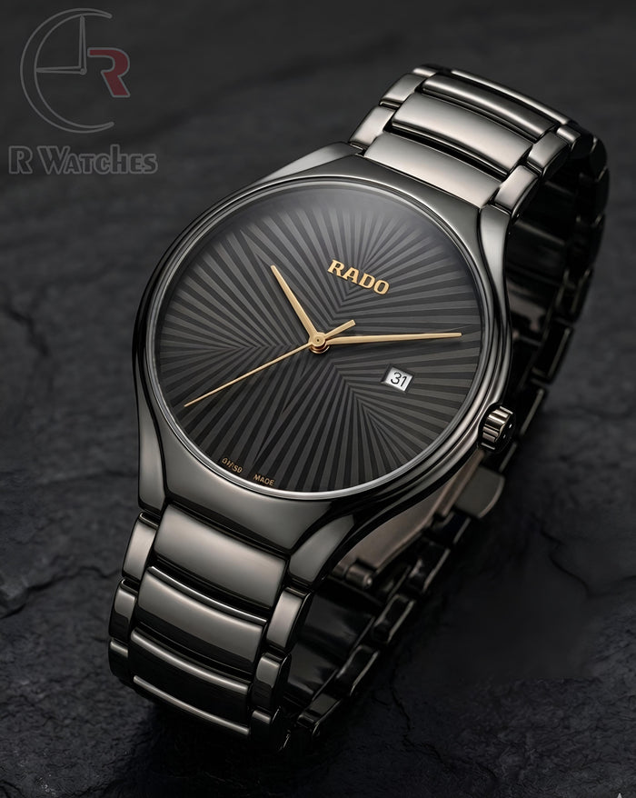 (OS)⭐ Rado Black Metal Gold Dial