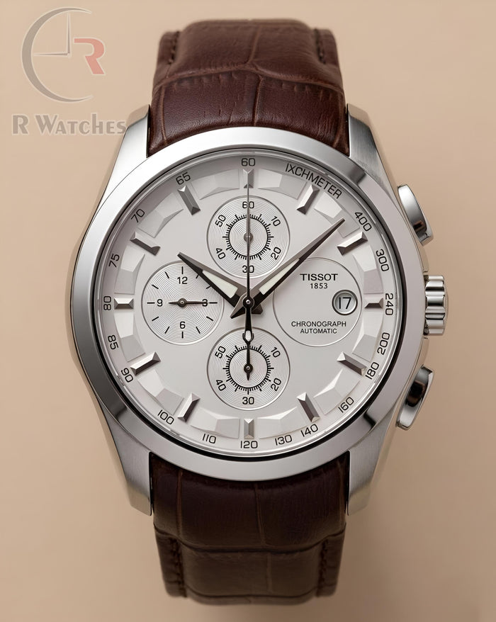 (OS)⭐ Tissot leather white dial brown leather