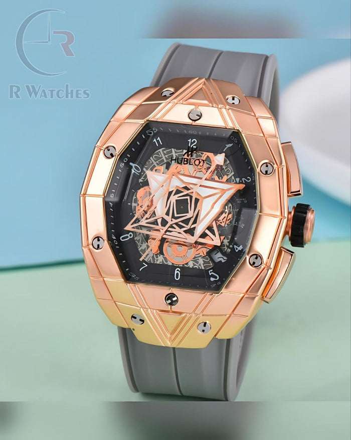 (SS) Hublot Spider Rose Gold Grey silicon
