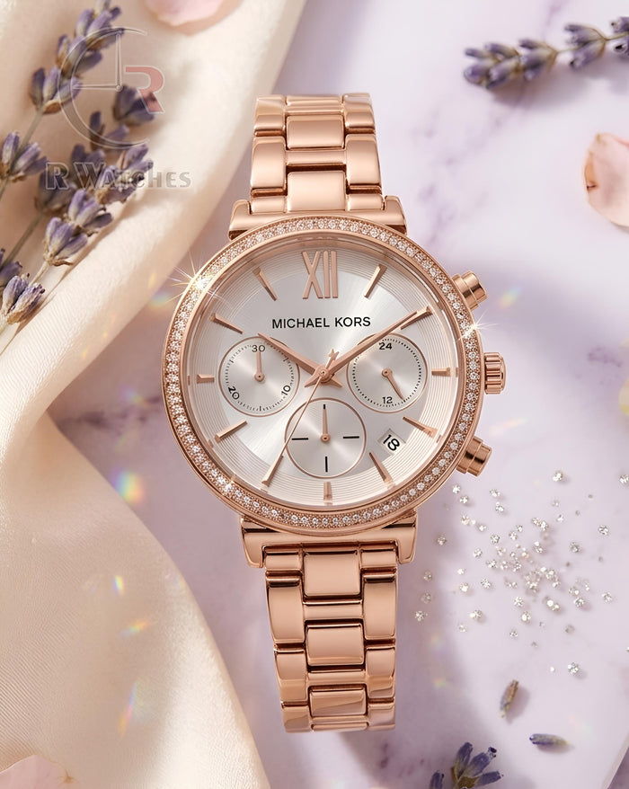 (OS) MK Girls Rose Gold White Dial