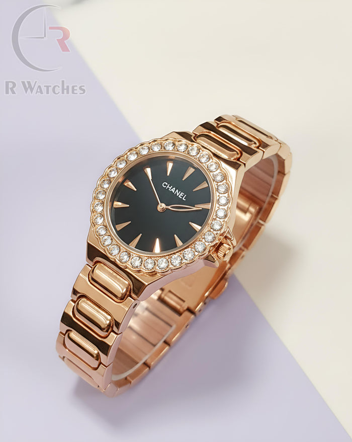(OS)⭐ Chanel girls rose gold black dimond