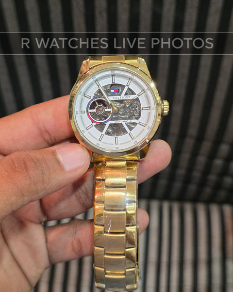 (SS2)⭐ Tommy Hilfiger Automatic Metal Gold white dial