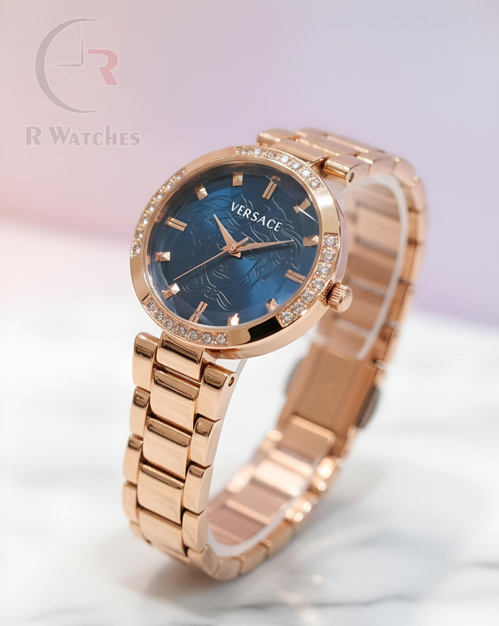 (OS) Versace Girls Rose Gold Nevy Blue