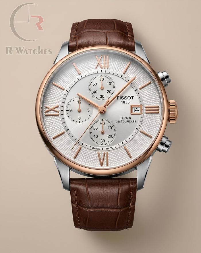 (OS)⭐ Tissot premium leather silver White
