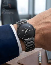 (OS4)⭐ Rado Black Metal Silver Dial