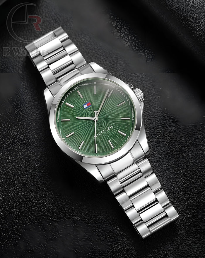 (OS)⭐ Tommy Hilfiger Silver Green Dial