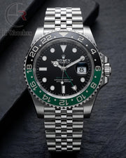 (OS)⭐ Rolex Silver Green Black Dial