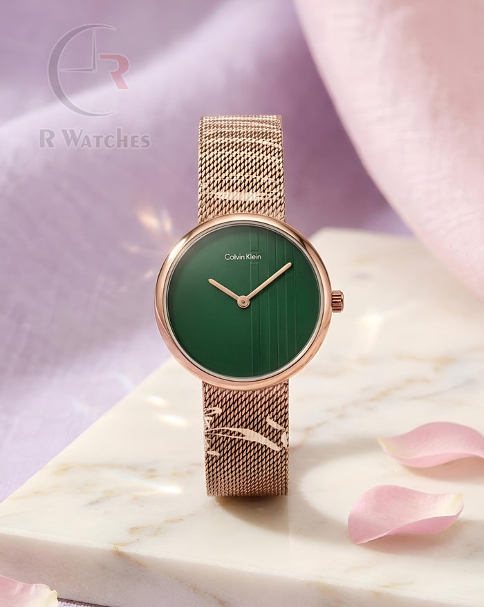 (OS)⭐ CK Girls Brown Green Dial