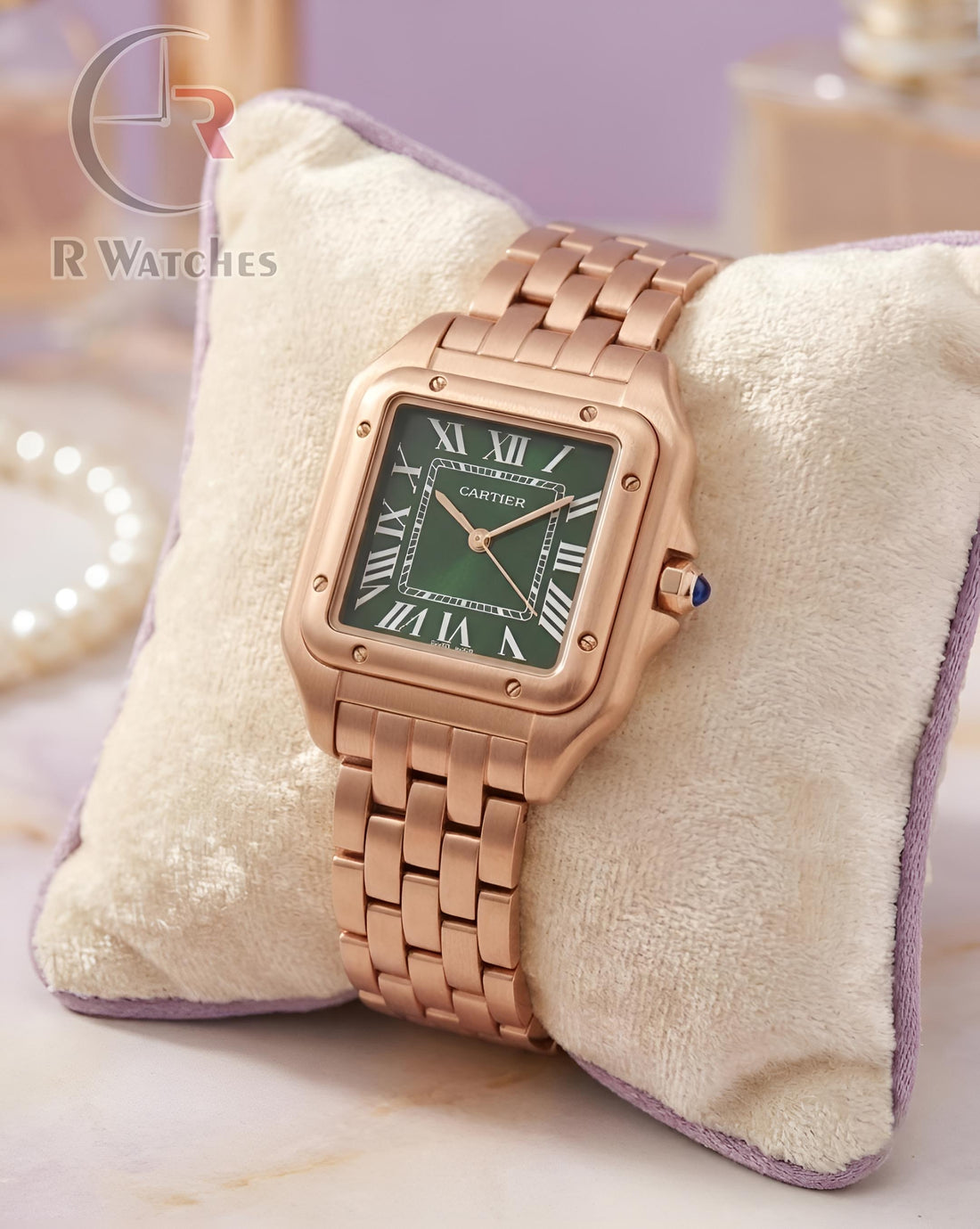 (OS) Cartier Girls Rose Gold Green