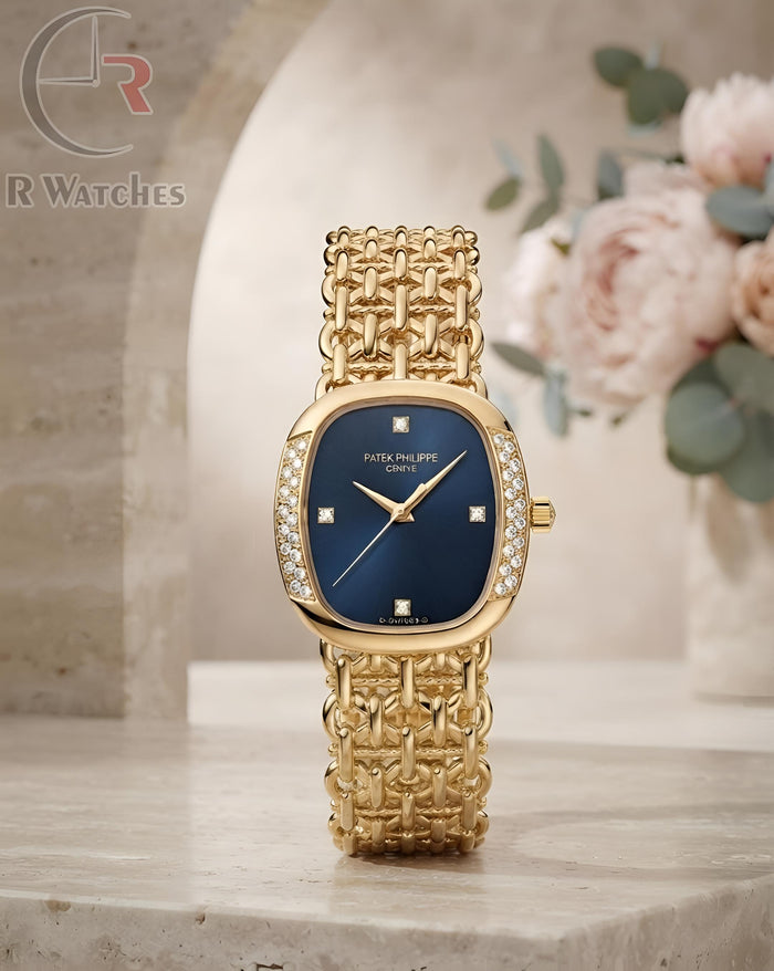 (OS) Patek Philippe Girls Diamond Gold Blue