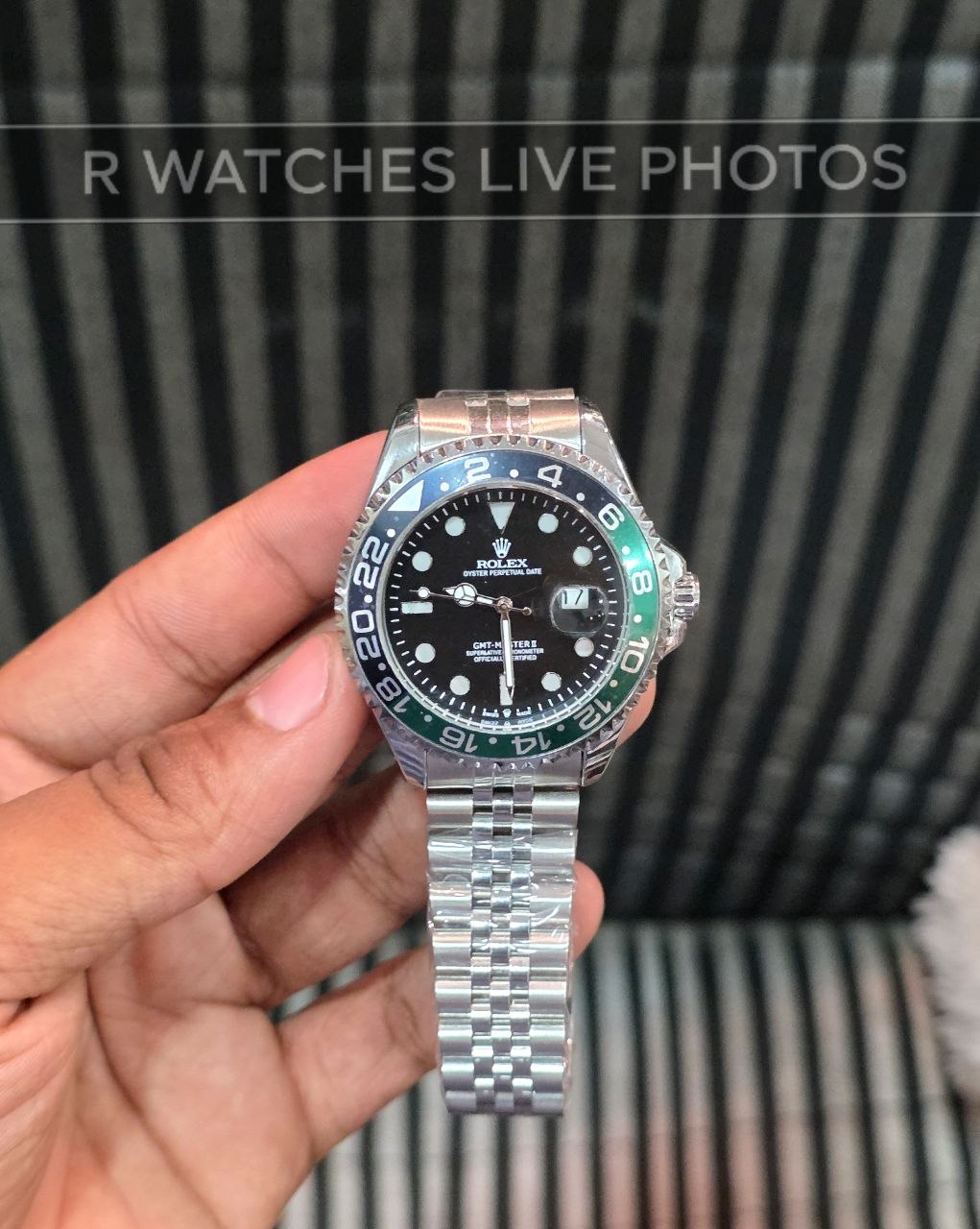 (OS)⭐ Rolex Silver Green Black Dial