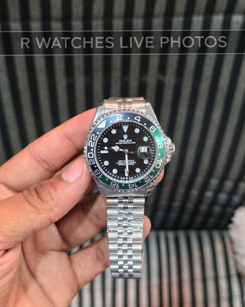(OS)⭐ Rolex Silver Green Black Dial