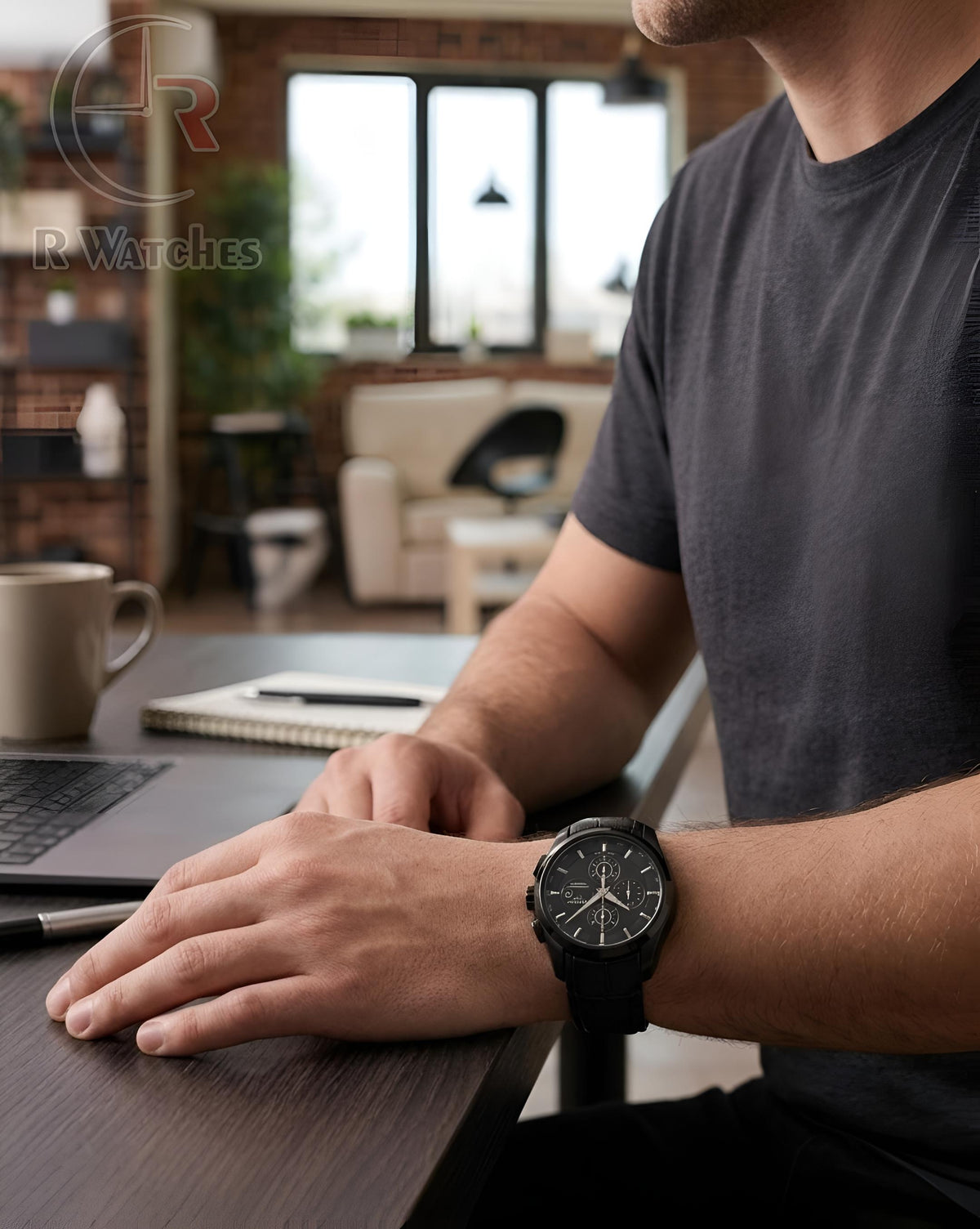 (OS2) Tissot leather rose gold black leather