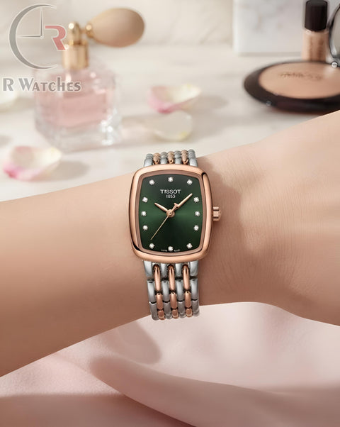 (OS) Tissot Girls Rose Gold Green