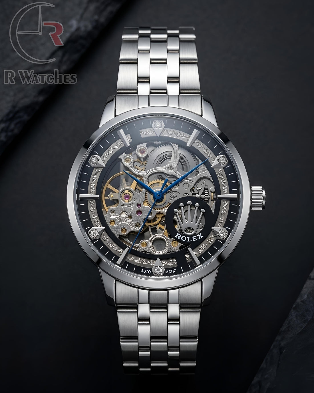 (OS) Rolex Automatic Silver Black Dial