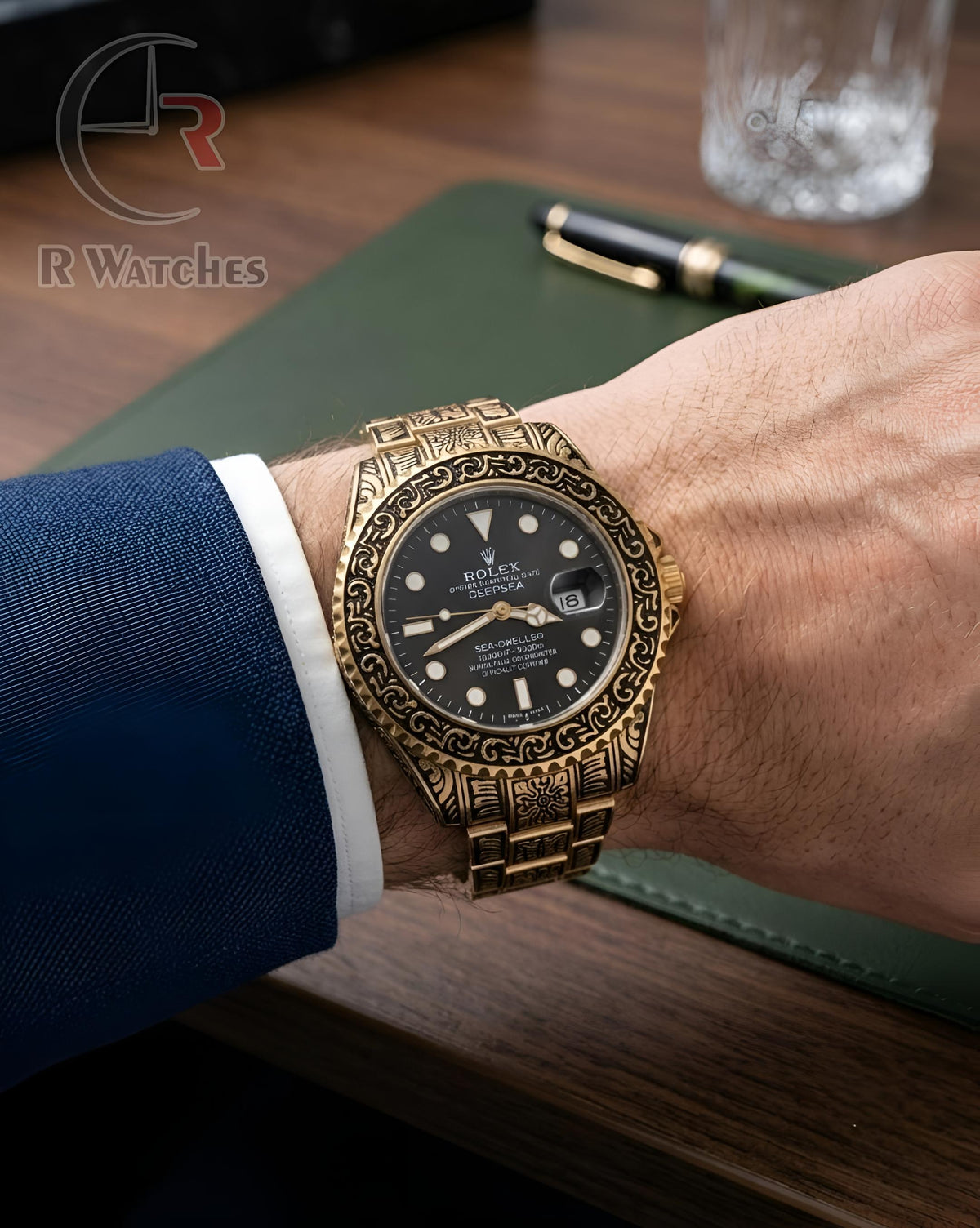 (OS2) Rolex Rajwadi Gold Black Dial
