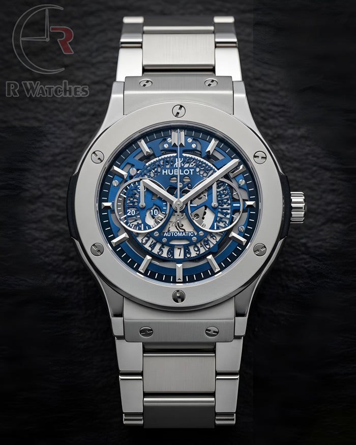 (OS)⭐ Hublot Machinery Silver Nevy Blue Dial