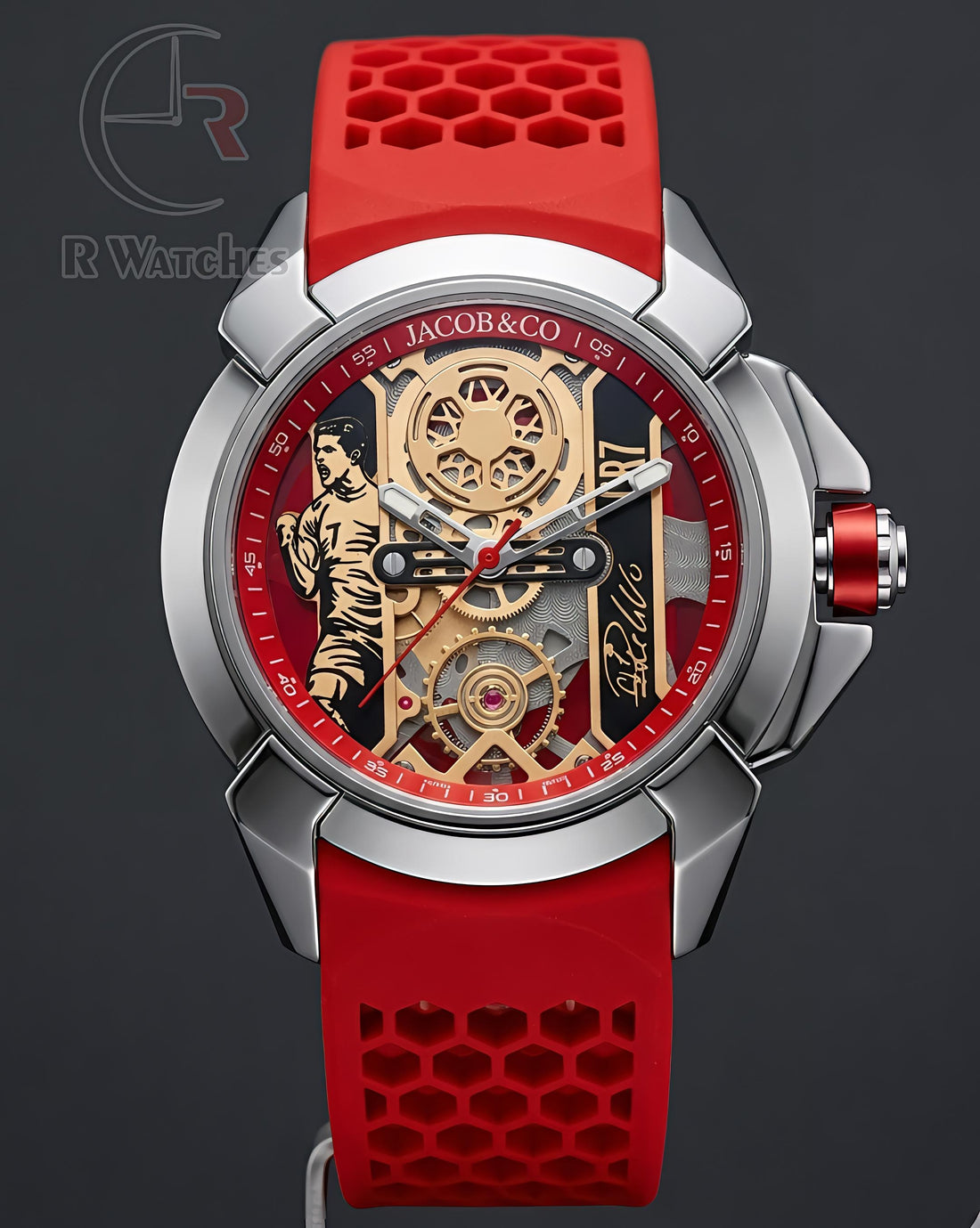 (OS)⭐ Jacob CR 7 Silicon Red Silver