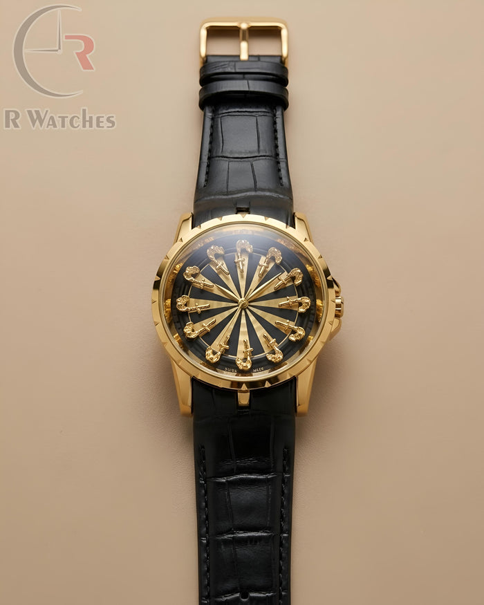 (OS) Roger Dubuis Leather Gold Black