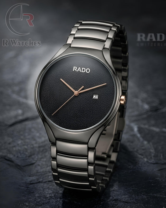 (OS2)⭐ Rado Black Metal Rose Gold Dial