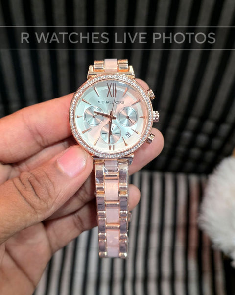(OS)⭐ MK Girls Rose Gold White Dial