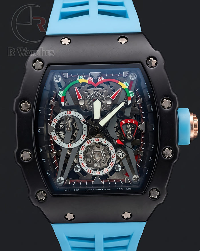 (OS)⭐ RM Silicon Tiffany Blue Black Dial