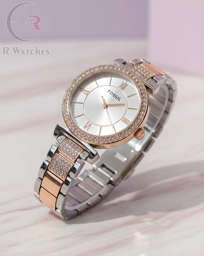 (OS)⭐ Fossil girls dual tone white diamond