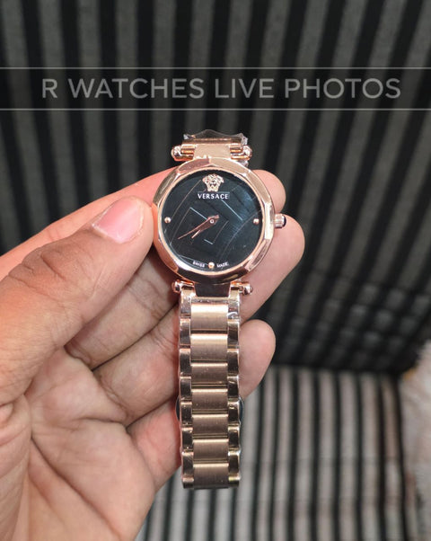 (OS)⭐ Versace girls rose gold black dial